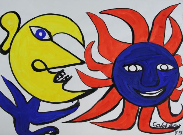 Appraisal: CALDER Alexander Untitled Sun and Moon Gouacheand Ink on Paper