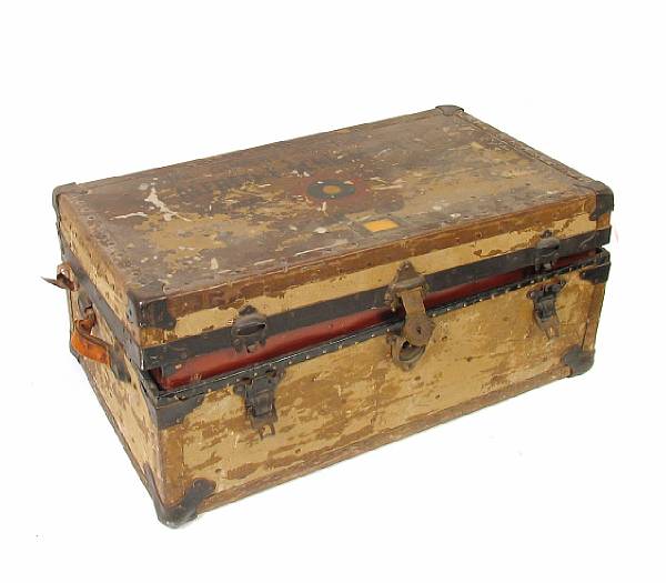 Appraisal: A WWI-era U S Army trunk Stencilled on top lid