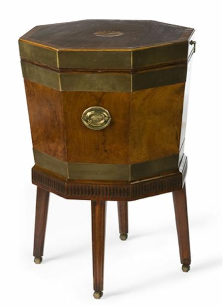 Appraisal: A George III mahogany and crossbanded octagonal wine cooler inlaid