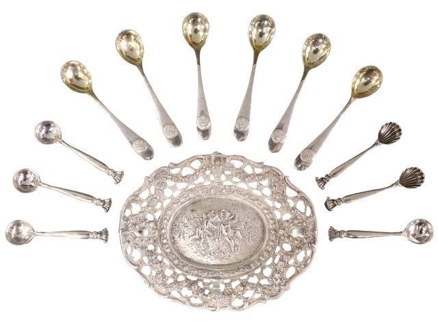 Appraisal: lot of Silver tableware including Polish silver salt spoons Hempel