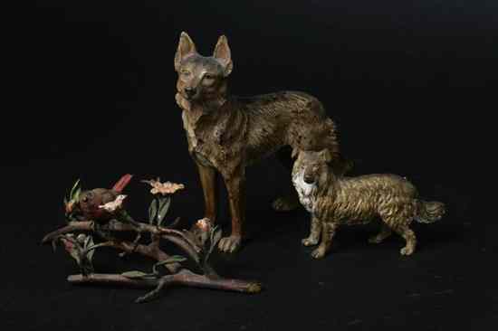 Appraisal: THREE AUSTRIAN COLD-PAINTED BRONZE FIGURES Early th century Including a