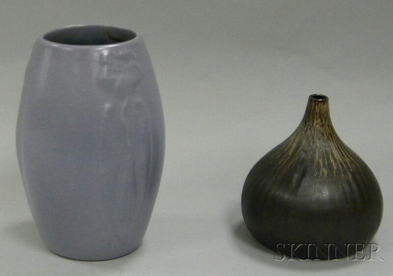 Appraisal: Glazed Molded Art Pottery Vase and Contemporary Studio Pottery Glazed