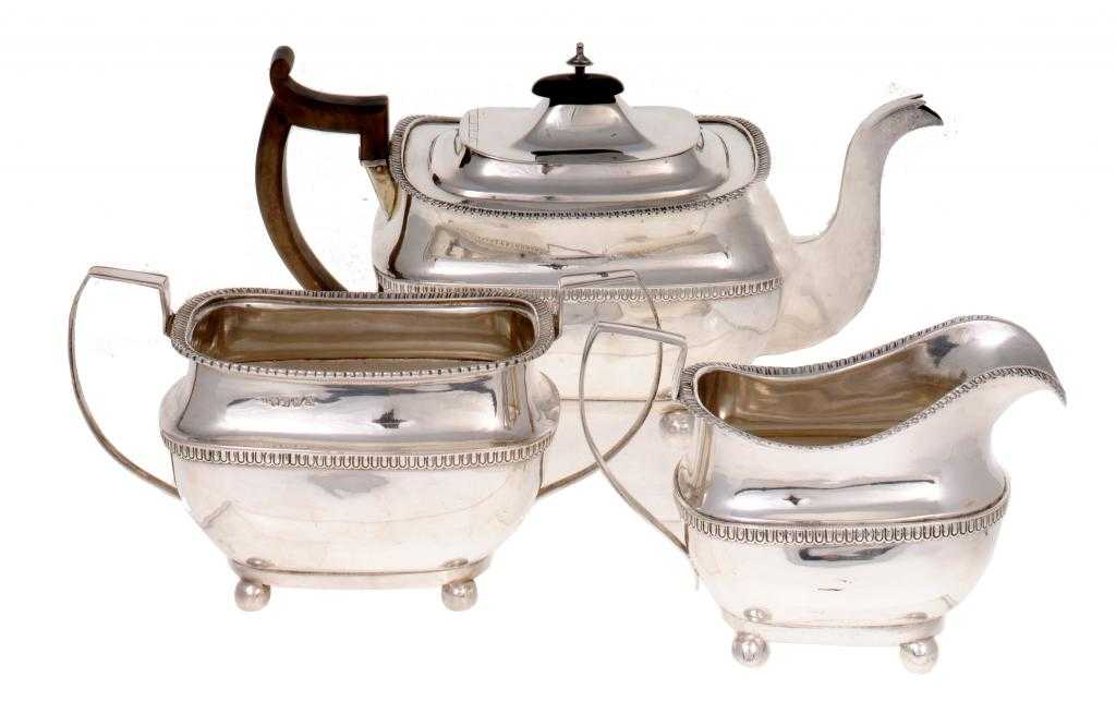 Appraisal: AN IRISH GEORGE III TEA SERVICE oblong with 'egg-and-dart' rims