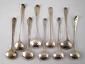 Appraisal: Ten various Old English pattern Georgian silver condiment spoons including