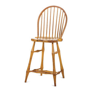 Appraisal: A Yellow Painted Bow Back Compass-Seat Windsor Tall Chair David