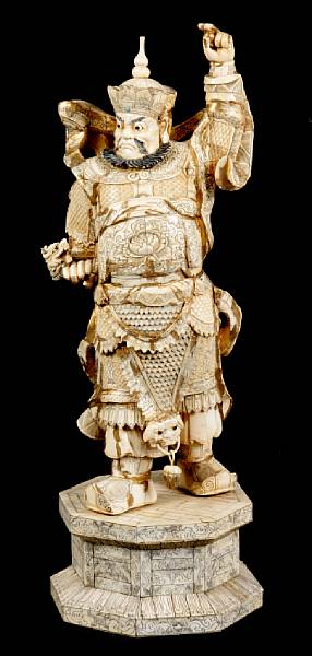 Appraisal: A pieced ivory figure of a Buddhist Guardian general China