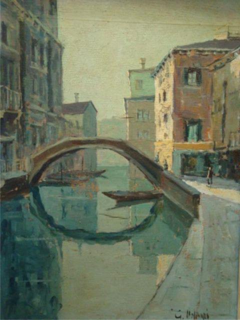 Appraisal: MOLINARI G O B Venetian canal scene Signed lower right