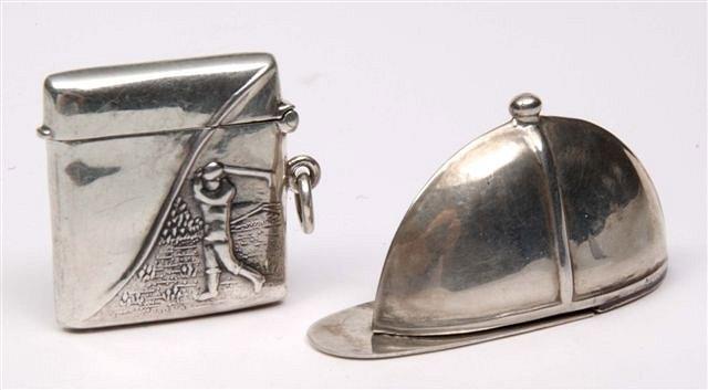 Appraisal: A SILVER VESTA CASE with a pressed figure of a