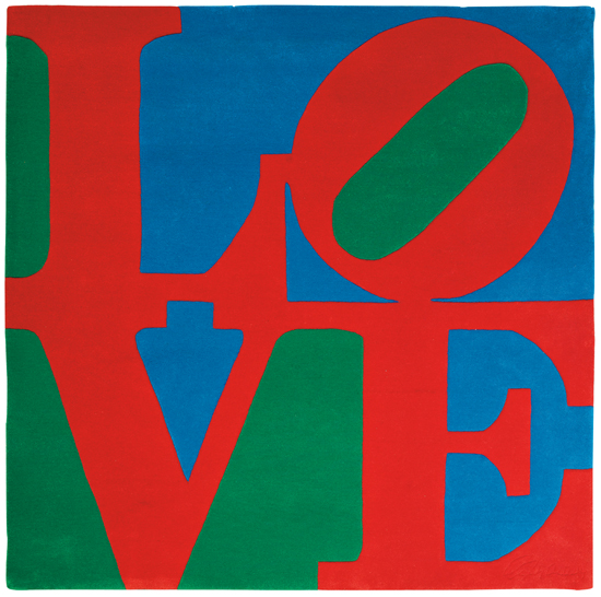 Appraisal: ROBERT INDIANA Classic Love Archival New Zealand wool hand-tufted woven