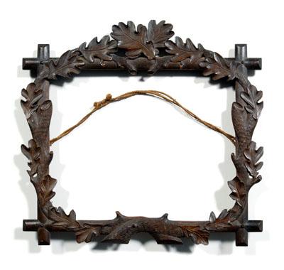 Appraisal: Folk art carved wood frame carved branch with oak leaves