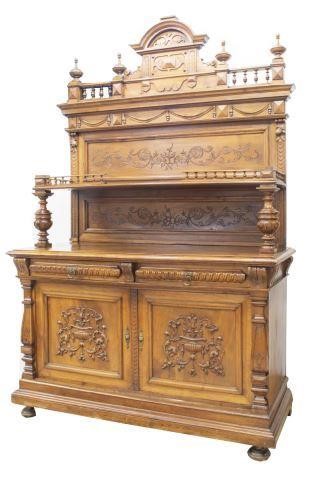 Appraisal: French walnut sideboard th c the structure carved throughout with