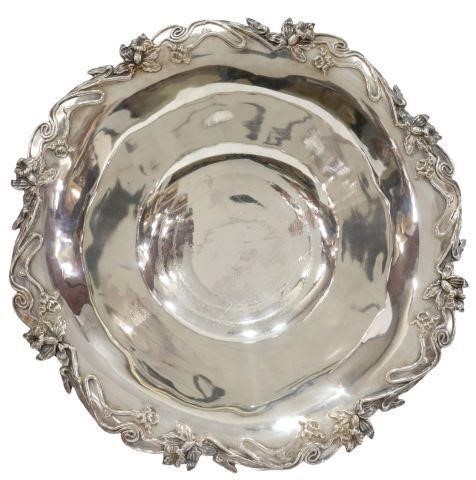 Appraisal: Large American Art Nouveau silver plate centerpiece punch bowl Wilcox