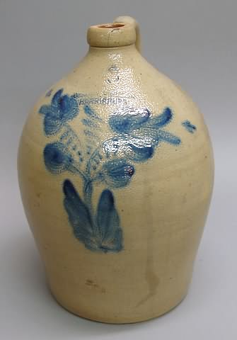 Appraisal: COWDEN WILCOX HARRISBURG gallon size with cobalt blue flowers below