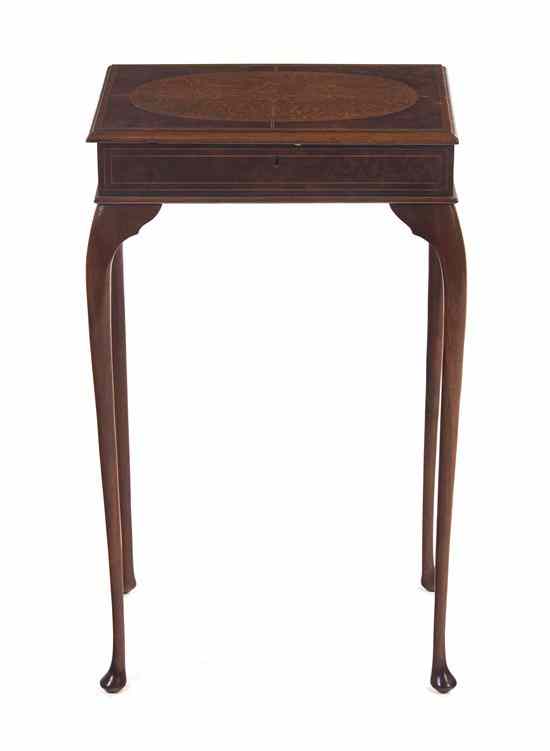 Appraisal: A Continental Burlwood and Marquetry Occasional Table the rectangular top