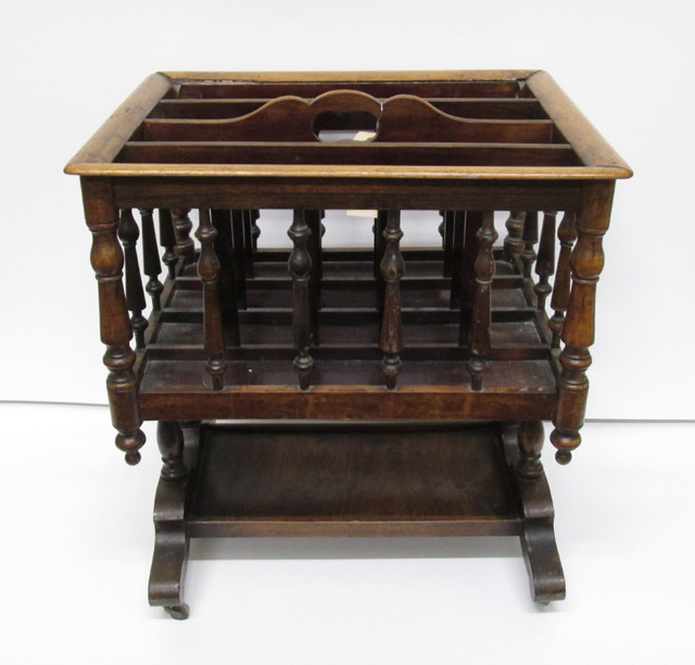 Appraisal: VICTORIAN WALNUT CANTERBURY English th century H x W x