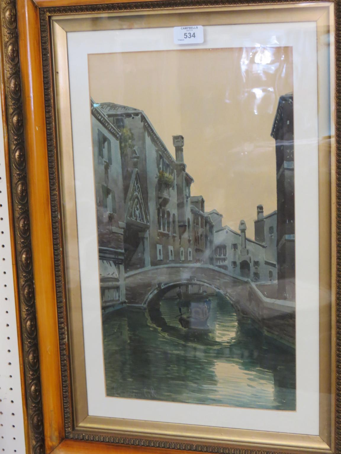 Appraisal: A Venetian watercolour canal scene indistinctly signed x in three