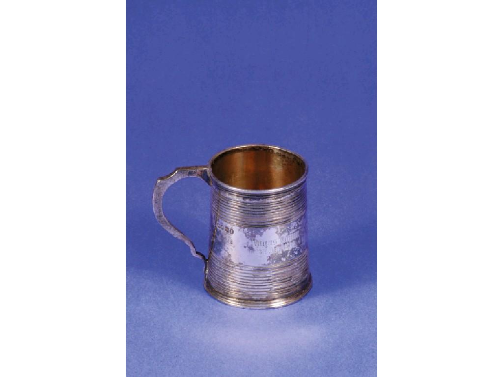 Appraisal: A GEORGE IV MUG of circular barrel form with angular