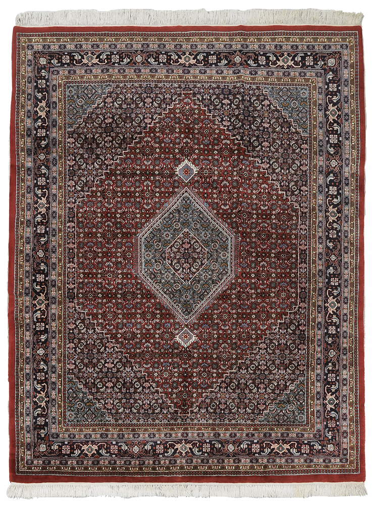 Appraisal: Indo-Bijar Carpet Indian modern central medallion with pendants on brick-red