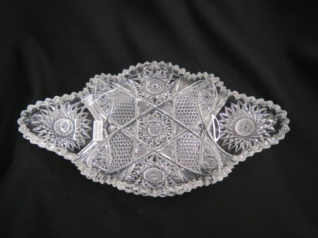 Appraisal: Cut Glass Oval Ice Cream Tray brilliant period elaborate cutwork