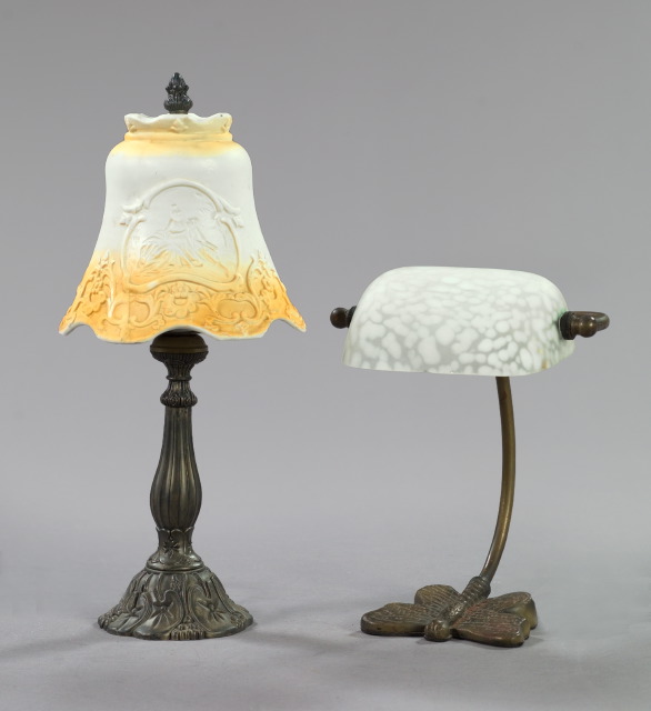 Appraisal: Two Art Nouveau-Style Lamps consisting of an American brass and