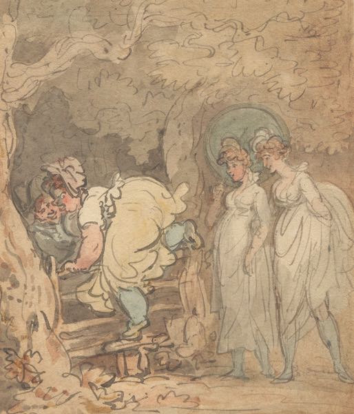 Appraisal: Thomas Rowlandson British - x sheet The Stile Watercolor and