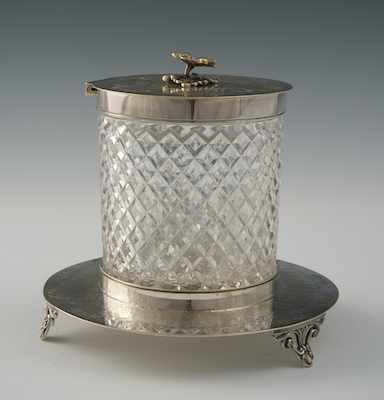 Appraisal: A Victorian Silver on Brass and Glass Lidded Biscuit Jar