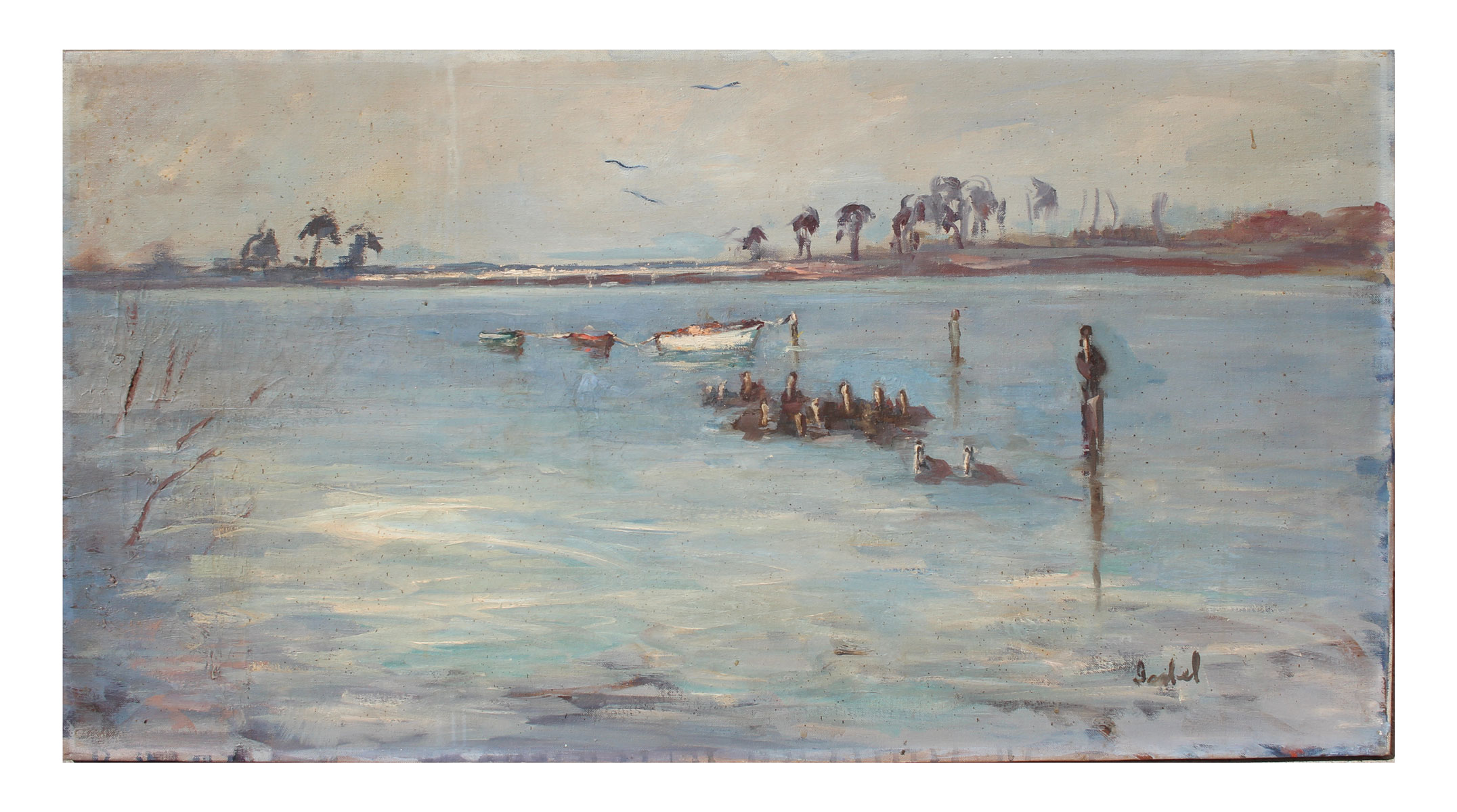 Appraisal: WHITE Isabel American - Boats in Shallow Inlet Oil Canvas