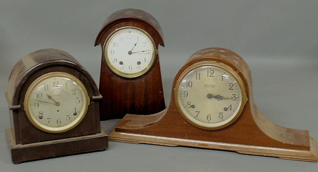 Appraisal: Three mantel clocks- Arts Crafts style carved mahogany Seth Thomas