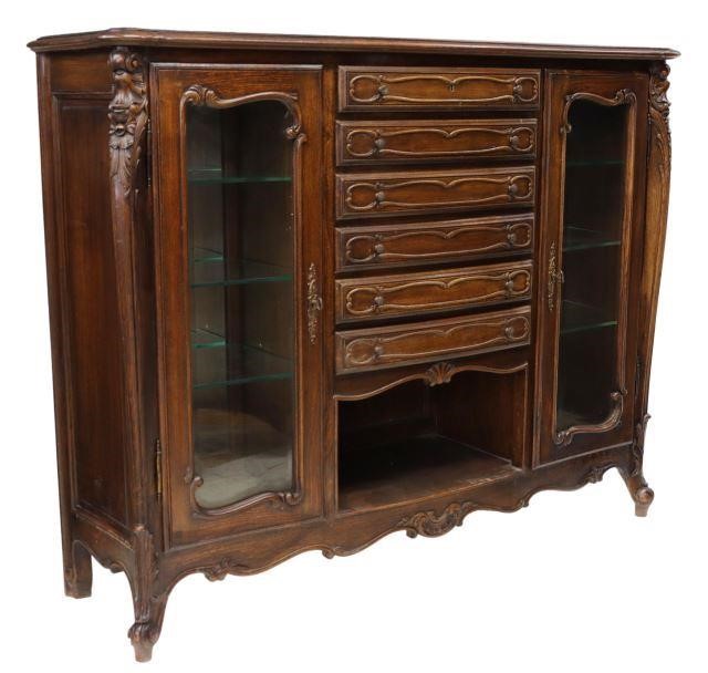 Appraisal: French Louis XV style walnut server th c six centered