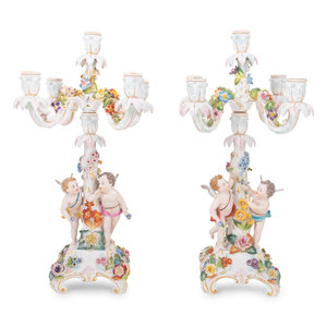 Appraisal: A Pair of Dresden Porcelain Candelabra each stamped Dresden and