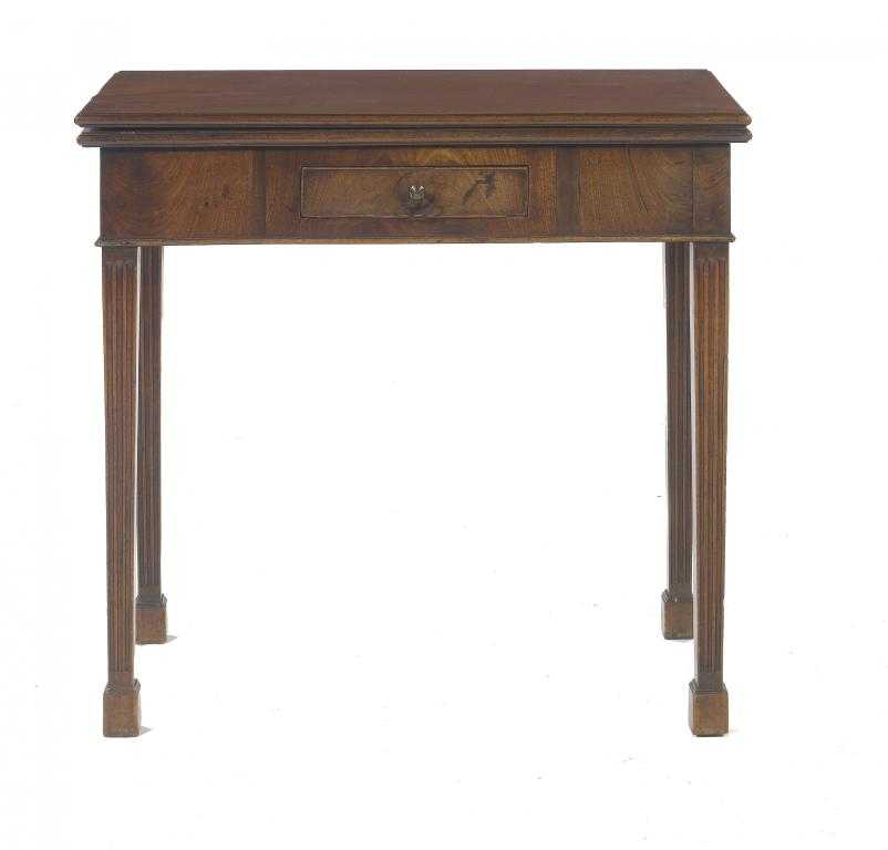 Appraisal: A GEORGE III MAHOGANY TEA TABLE with rectangular top and