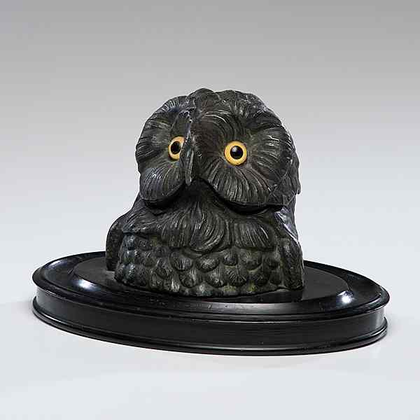 Appraisal: Owl Figural Inkwell th century A metal owl figural inkwell