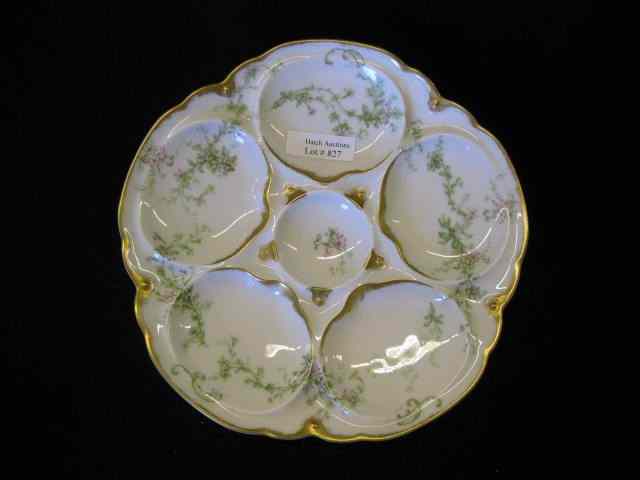 Appraisal: Haviland Limoges Porcelain Oyster Plate flowering vine gold trim ''