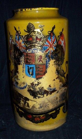 Appraisal: A large dry drug jar painted the Royal Arms and