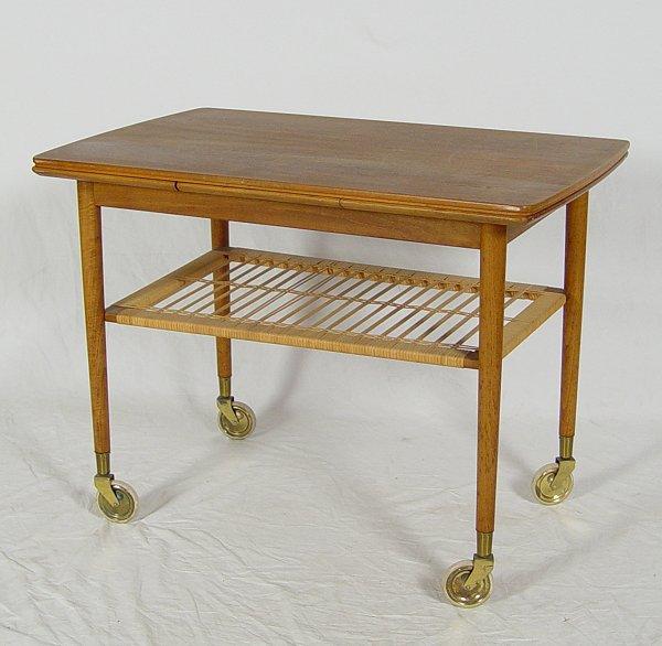 Appraisal: SCHWARTZ DANISH MID CENTURY MODERN EXTENSION TEA TABLE Branded Gunnar