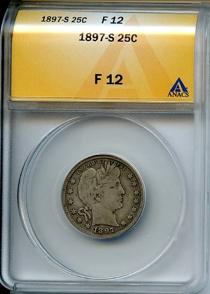 Appraisal: -S C Fine ANACS Moderate gray toning covers the surfaces