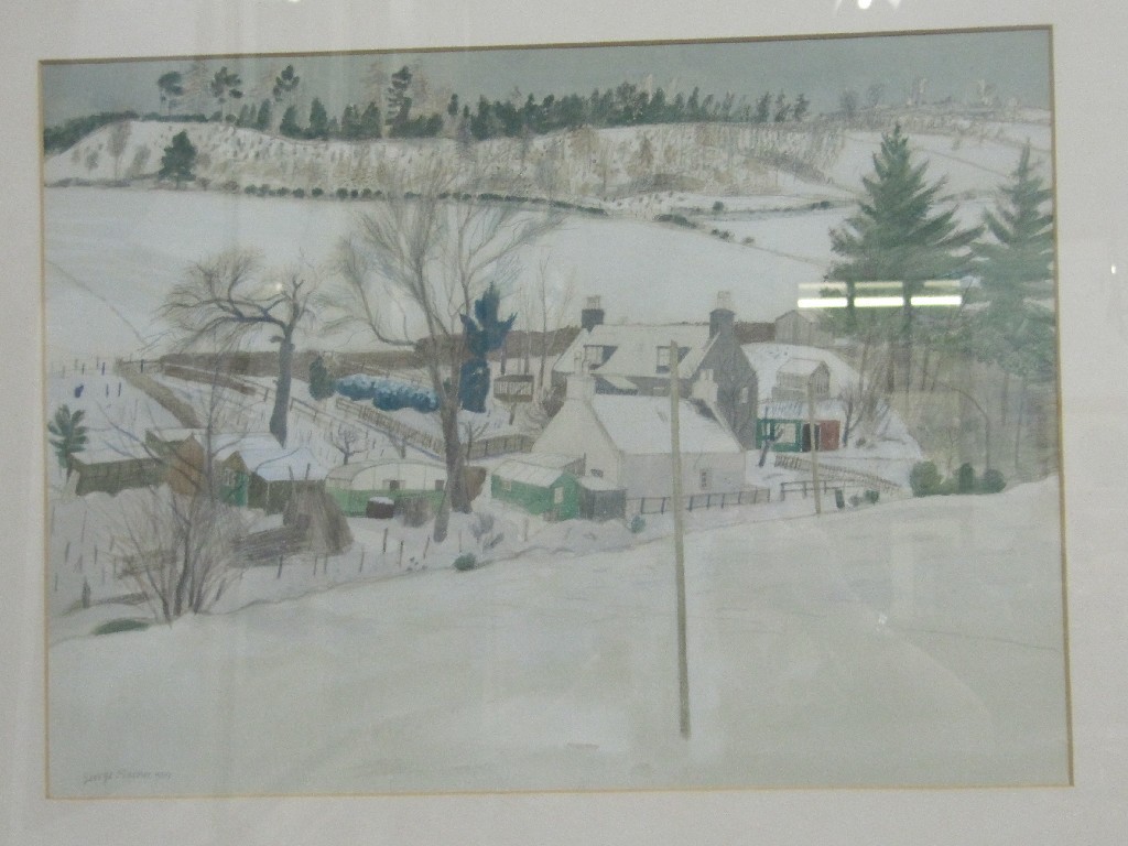 Appraisal: GEORGE MACKIE Wash over pencil Winter landscape signed