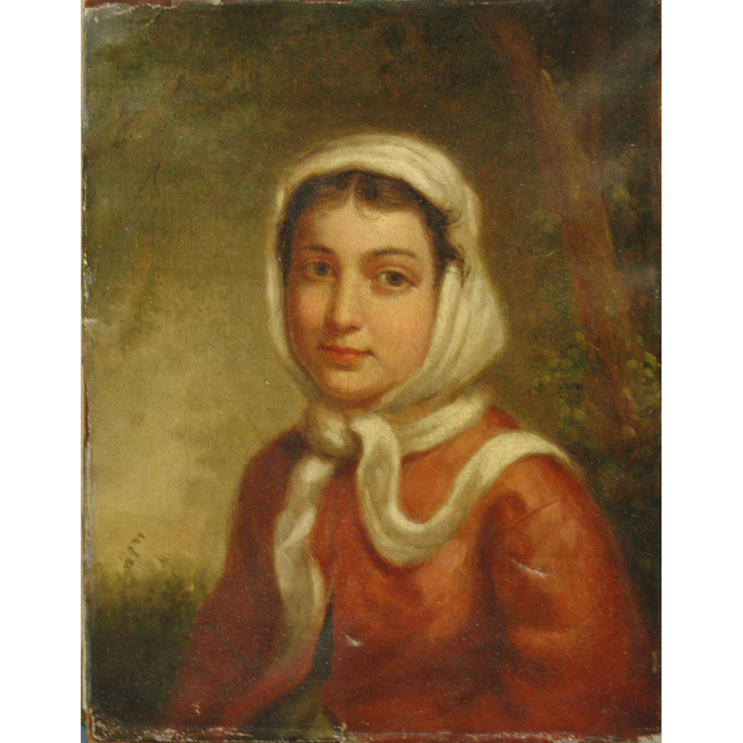 Appraisal: Attributed to George Henry Hall Young Woman with a Headscarf