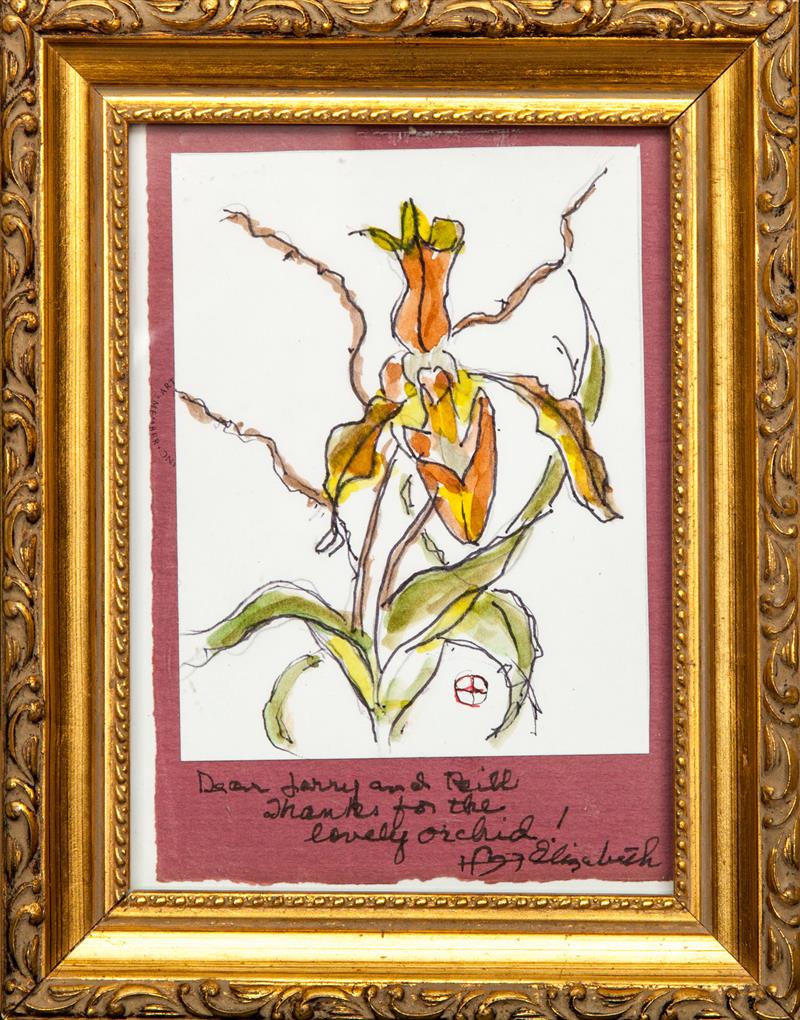 Appraisal: Attributed to Elisabeth Friedman Orchid Watercolor on paper mounted to