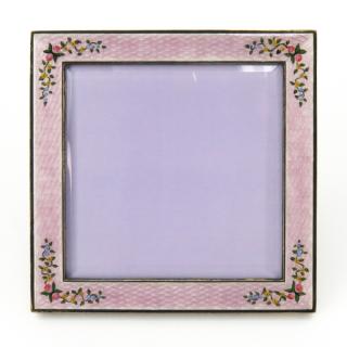 Appraisal: Vintage Italian Guilloche Enamel and Silver Frame Vintage Italian Guilloche