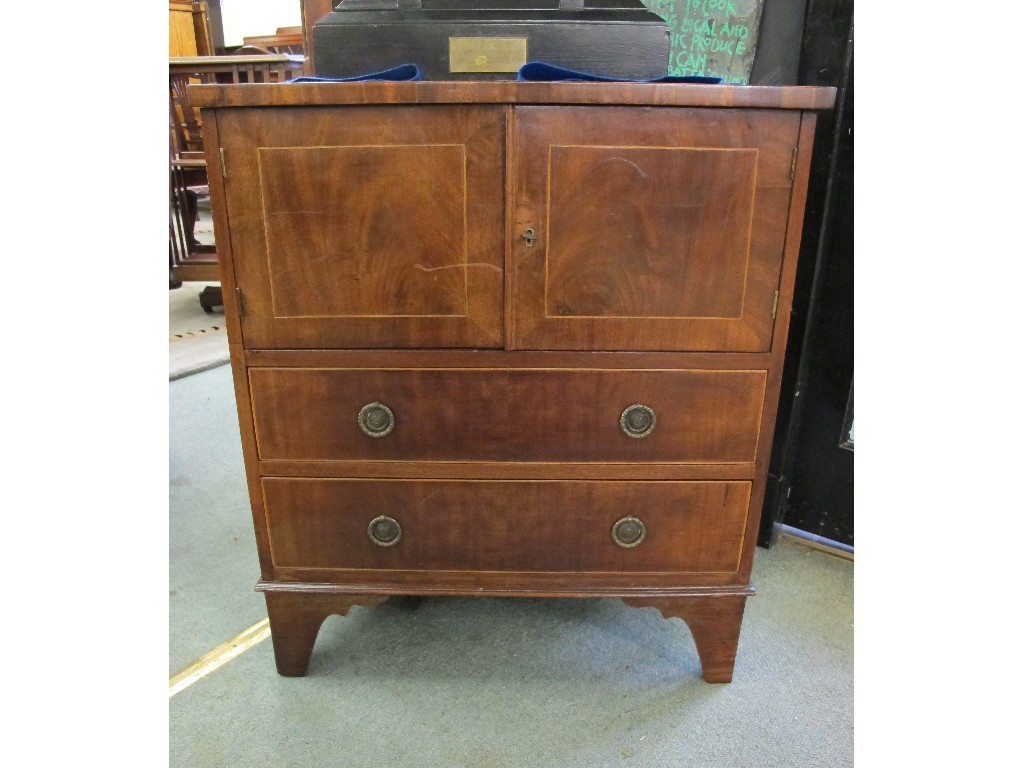 Appraisal: Georgian style small mahogany cupboard chest