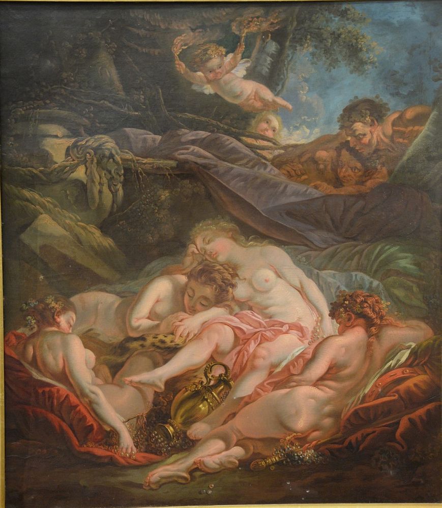 Appraisal: Circle of Francois Boucher oil on canvas Pan and Syrinx