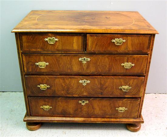 Appraisal: Early th century walnut crossbanded chest of two short and