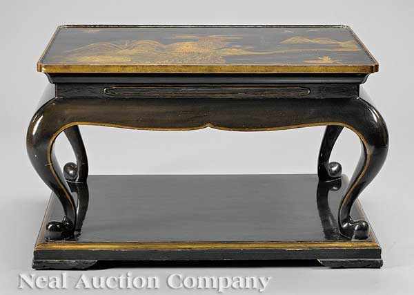 Appraisal: A Finely Decorated Chinoiserie Lacquered Table c top with painted