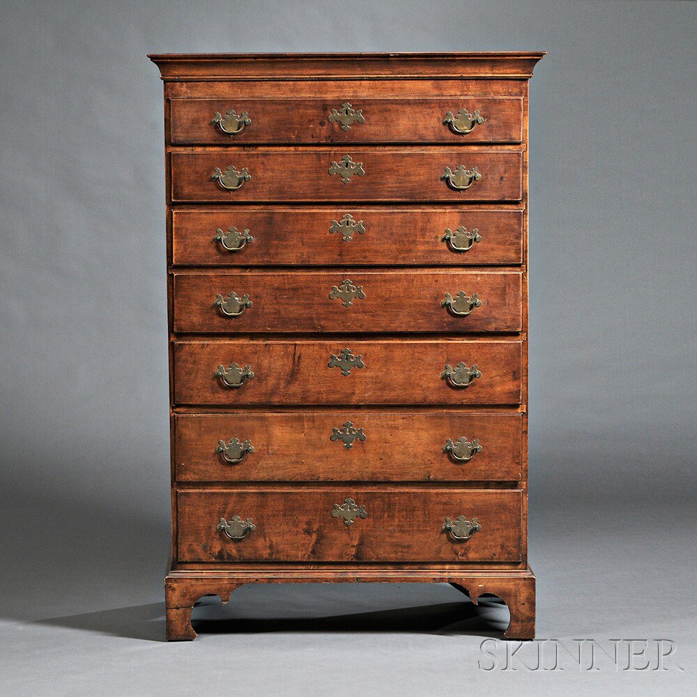 Appraisal: Maple Tall Chest of Drawers southeastern New England late th