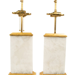 Appraisal: A Pair of Onyx Base Table Lamps by Visual Comfort