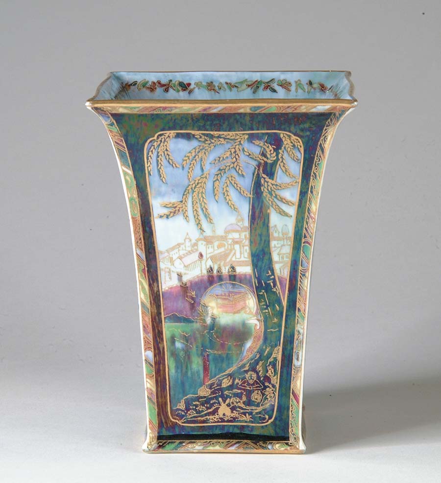 Appraisal: WEDGWOOD FAIRYLAND LUSTER VASE This beautiful square Fairyland Lustre vase