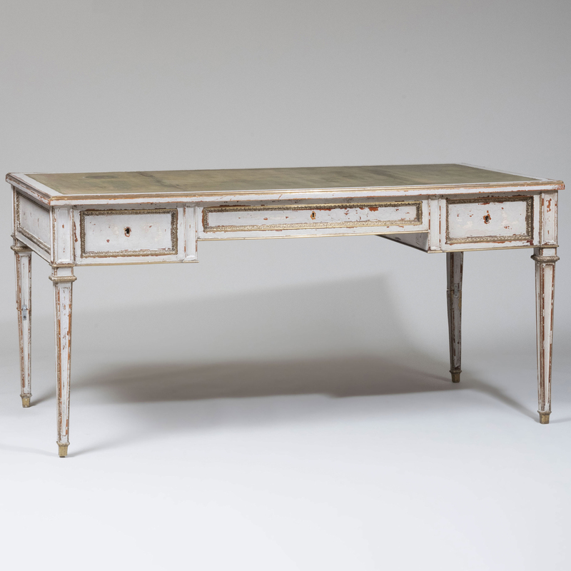 Appraisal: Continental Neoclassical Style Brass-Mounted Painted Desk possibly Swedish of Recent