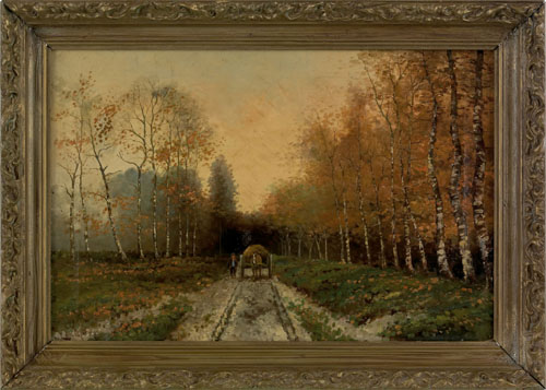 Appraisal: Louis Apol Dutch - oil on canvas wooded landscape with