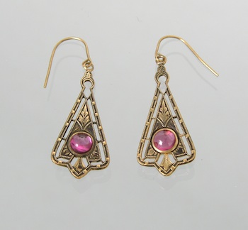 Appraisal: A Pair of Victorian Style Garnet Earrings A pair of